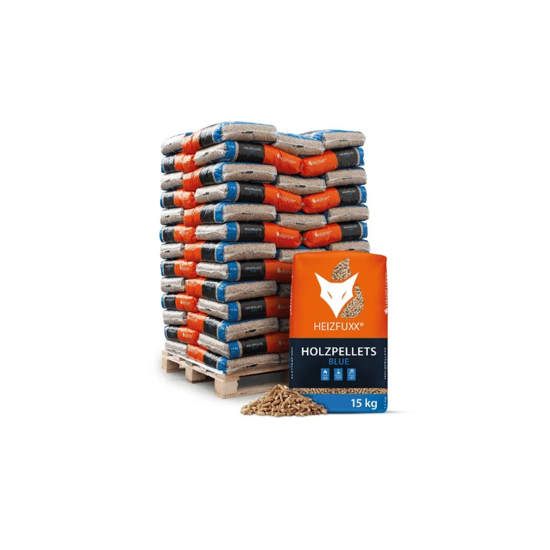 Heizfuxx Blue – Holzpellets 975 kg – 65 Säcke à 15 kg | ENplus A1 Nadelholz